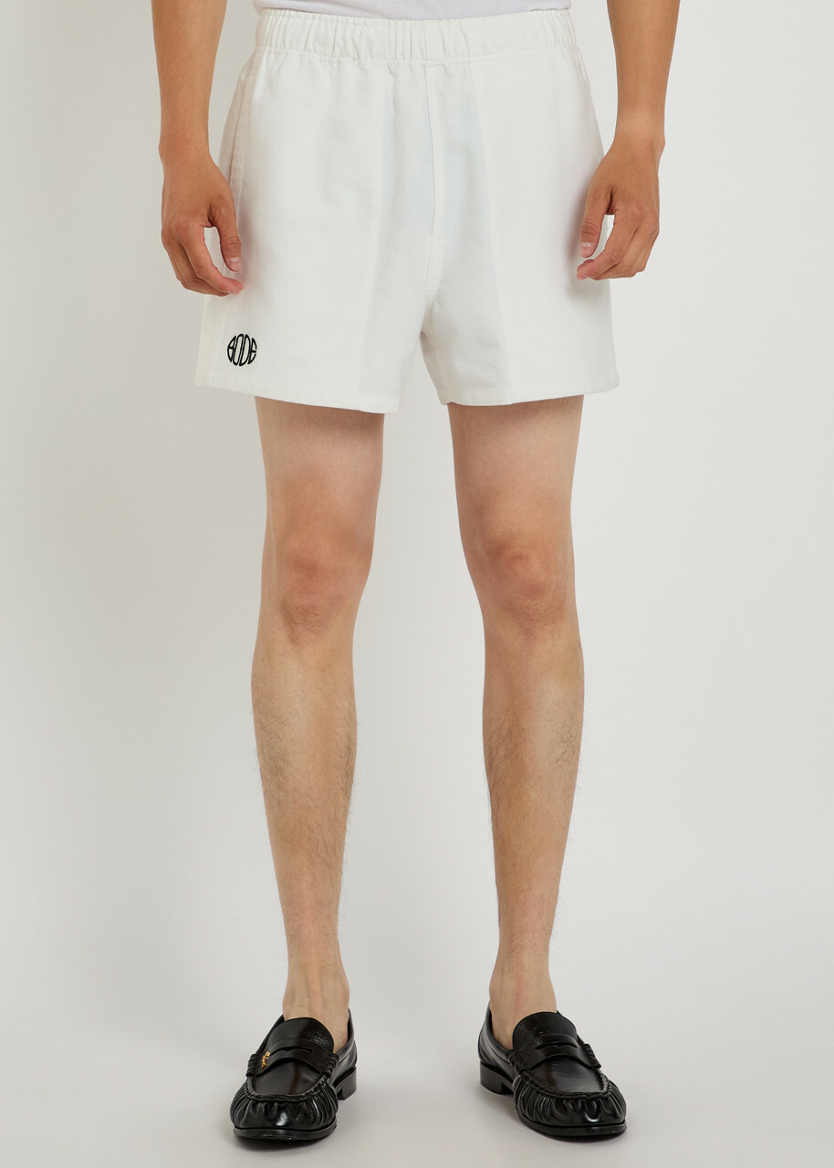 Bode Field Logo-embroidered Cotton-twill Shorts White