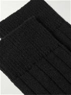 William Lockie - Ribbed Stretch Cashmere-Blend Socks - Black