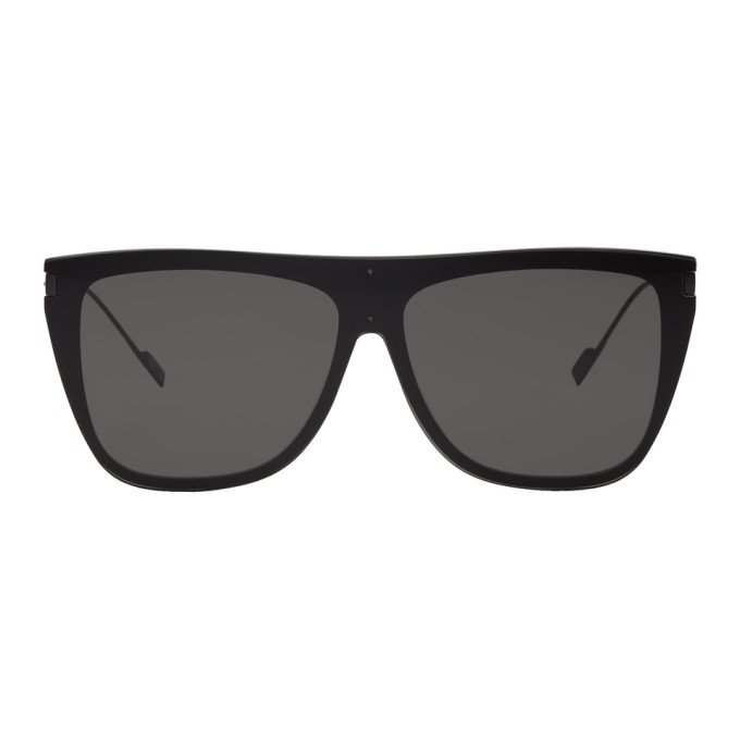 Photo: Saint Laurent Black Oversized Flat-Top Sunglasses