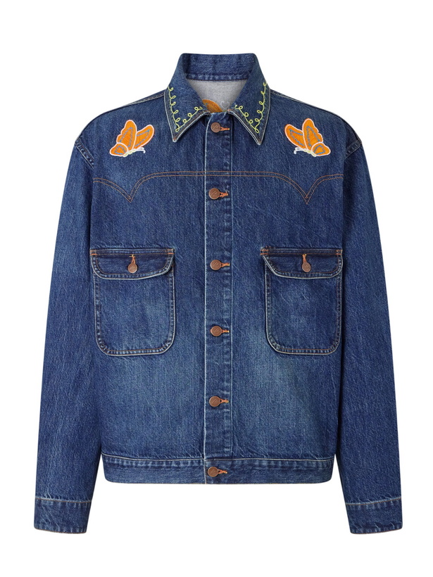 Photo: Needles - Embroidered Denim Jacket - Blue