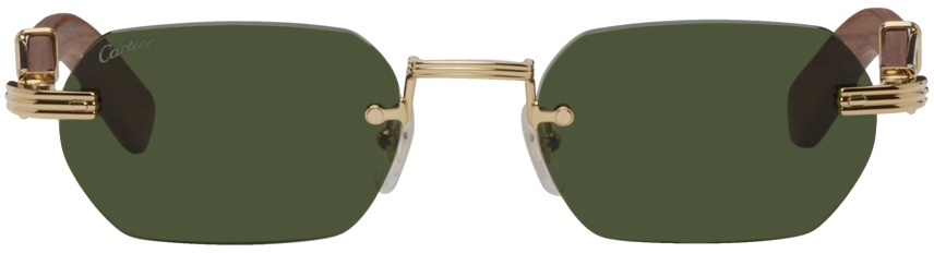 Photo: Cartier Gold & Brown Rimless Sunglasses