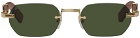 Cartier Gold & Brown Rimless Sunglasses
