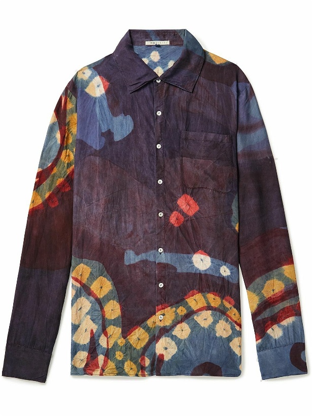 Photo: 11.11/eleven eleven - Bandhani-Dyed and Painted Silk Shirt - Blue