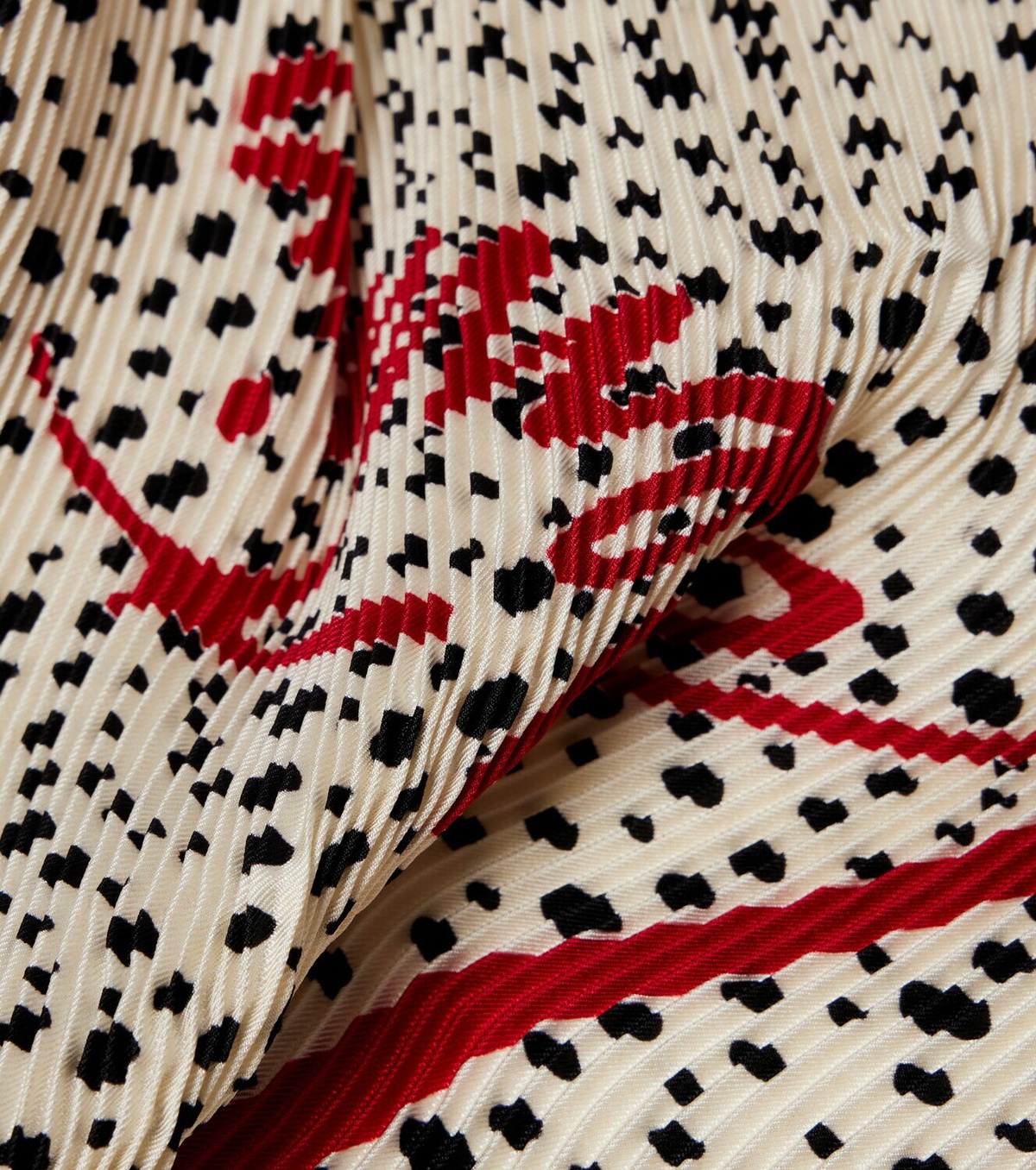 Valentino Pleated polka-dot silk twill scarf