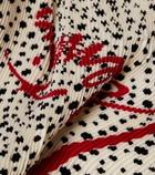 Valentino Pleated polka-dot silk twill scarf