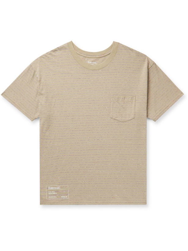 Photo: Entireworld - Striped Recycled Slub Cotton-Jersey T-Shirt - Neutrals