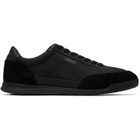BOSS Black Suede-Trim Ribbed Sole Sneakers