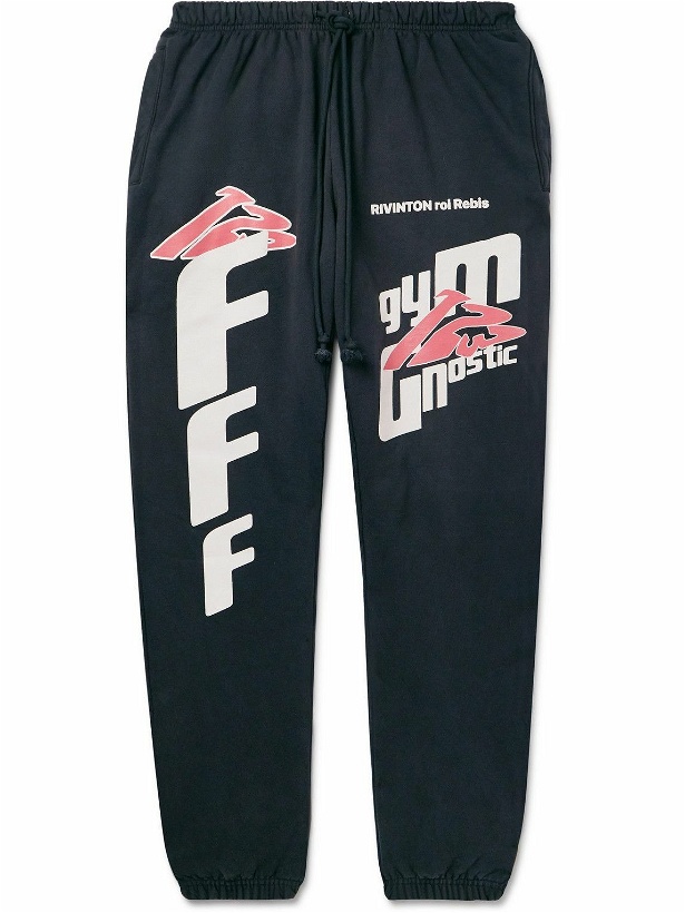 Photo: RRR123 - Fasting for Faster Tapered Printed Cotton-Jersey Sweatpants - Black