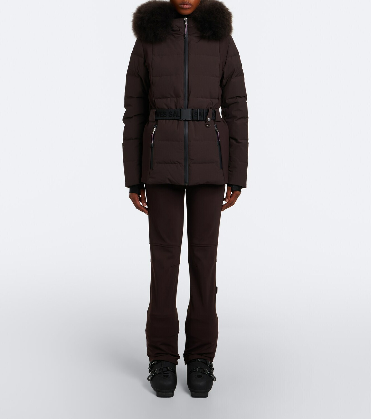 Yves Salomon Belted shearling-trimmed ski jacket