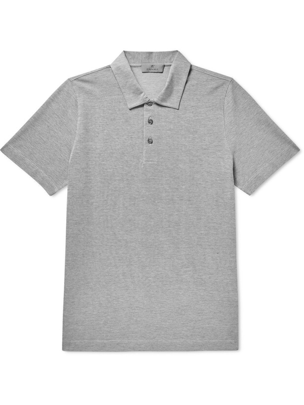 Photo: Canali - Cotton-Piqué Polo Shirt - Gray