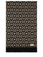 GUCCI - Gg Patterned Wool Blend Throw W/ Fringe