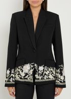 Erdem Floral-embroidered Wool Blazer Black