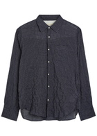 Officine Générale Beniot Checked Crinkled Cotton-blend Shirt Navy