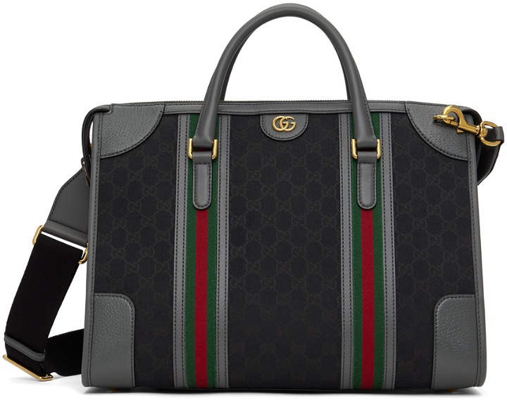 Photo: Gucci Black & Gray Bauletto Duffle Bag