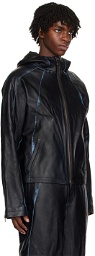 ADER error Black Painted Leather Jacket