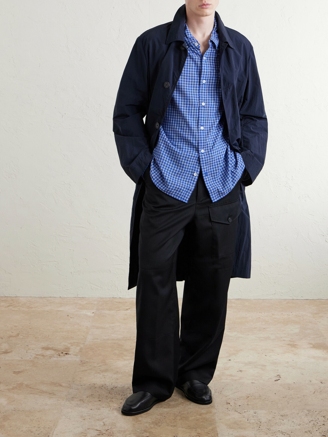 Corridor - Bruce Button-Down Collar Checked Cotton-Blend Poplin Shirt - Blue