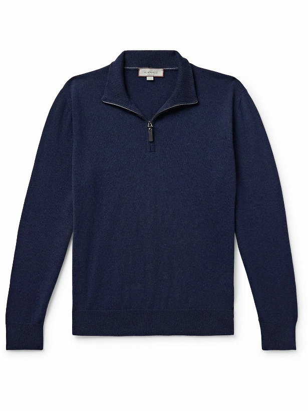 Photo: Canali - Slim-Fit Cashmere Half-Zip Sweater - Blue