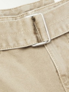 LEMAIRE - Twisted Wide-Leg Belted Garment-Dyed Denim Shorts - Neutrals