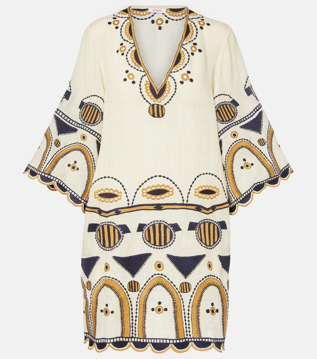 Eres Medaillon embroidered linen minidress