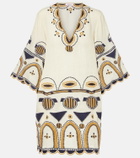 Eres Medaillon embroidered linen minidress