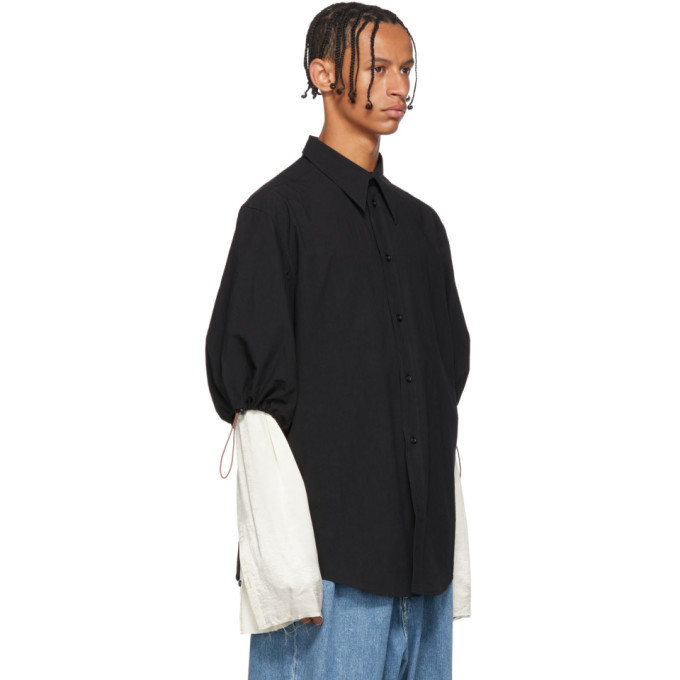 Chin Mens Black Double Sleeves Shirt