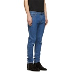 Balmain Blue Embroidered Slim-Fit Jeans
