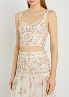 Needle & Thread Eden Rose Floral-embroidered Tulle Crop top White
