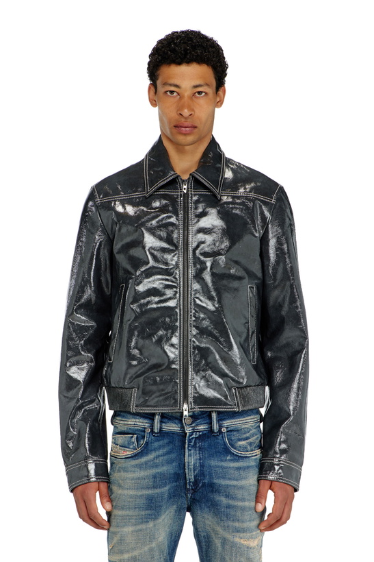 Photo: Diesel Patent-leather jacket - Leather jackets Mens in Grey