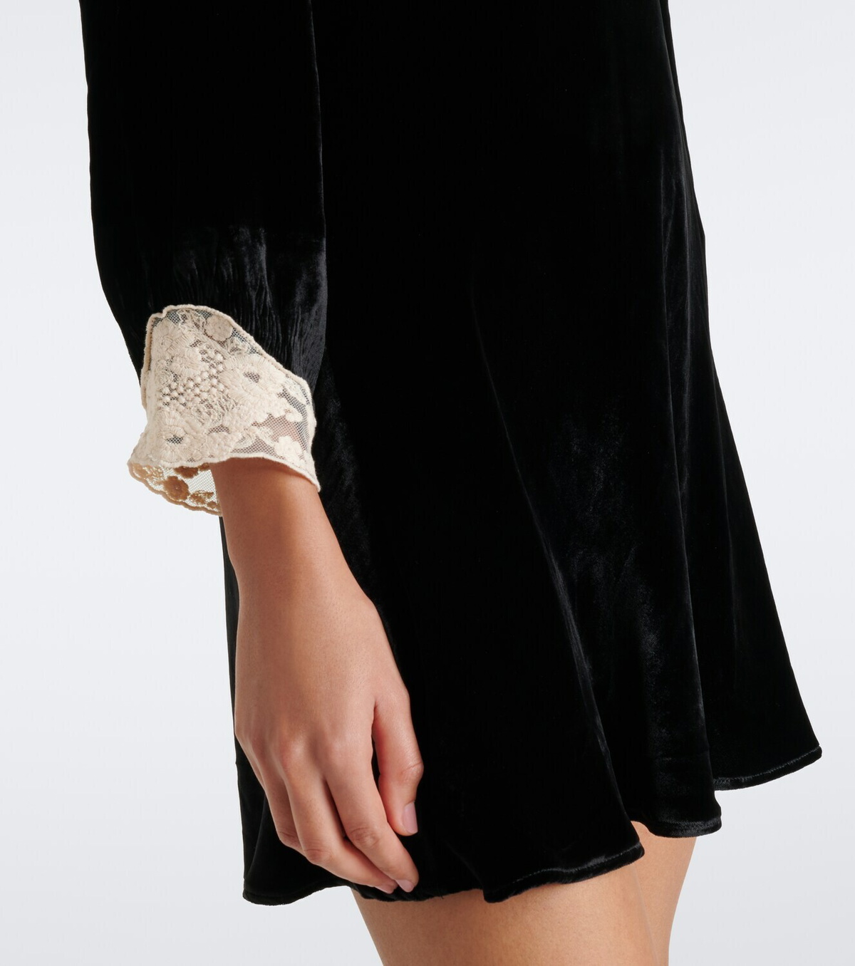 Rixo Carolina lace-trimmed velvet minidress