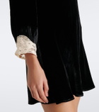 Rixo Carolina lace-trimmed velvet minidress