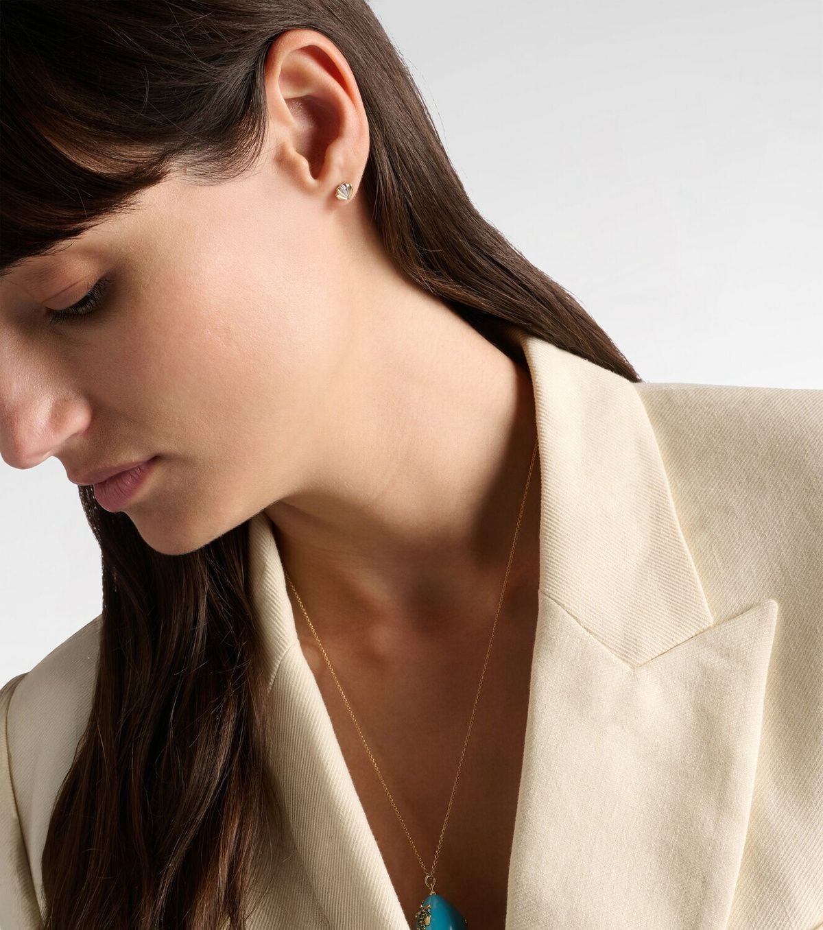 Yvonne Léon Coquillage and Le Cubo 9kt gold single earring and pendant set with diamonds