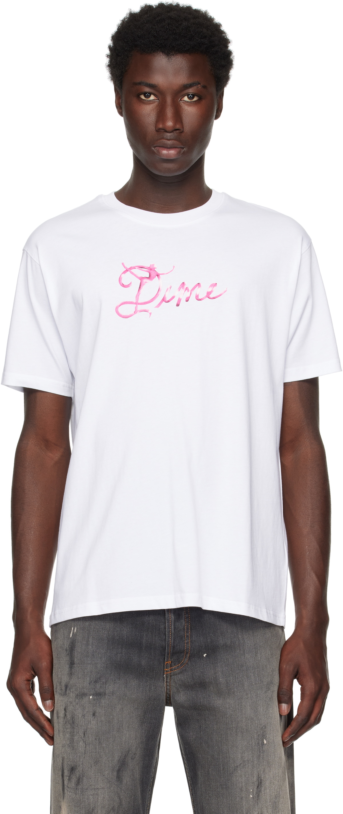 Dime White Classic Fuzzy T-Shirt Dime