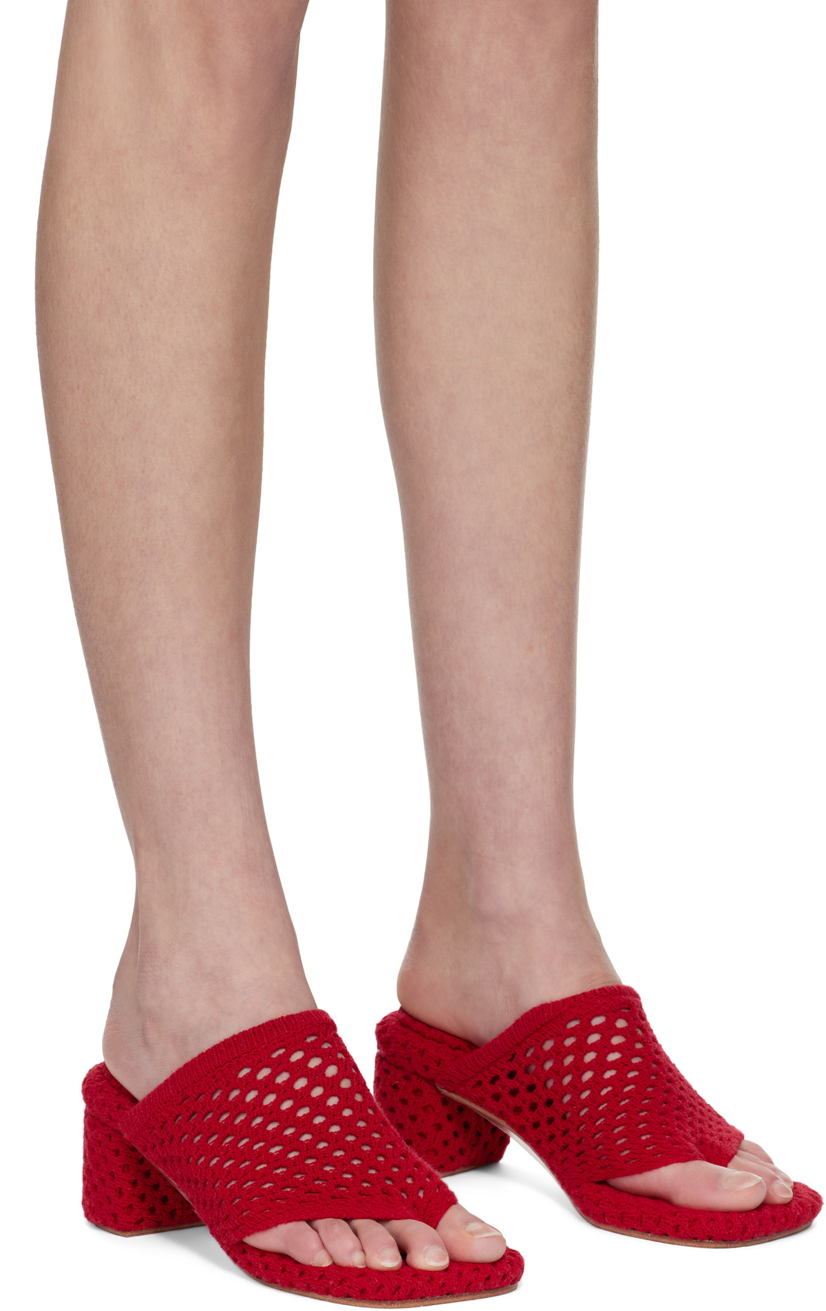 Isa Boulder SSENSE Exclusive Red Knit Heeled Sandals