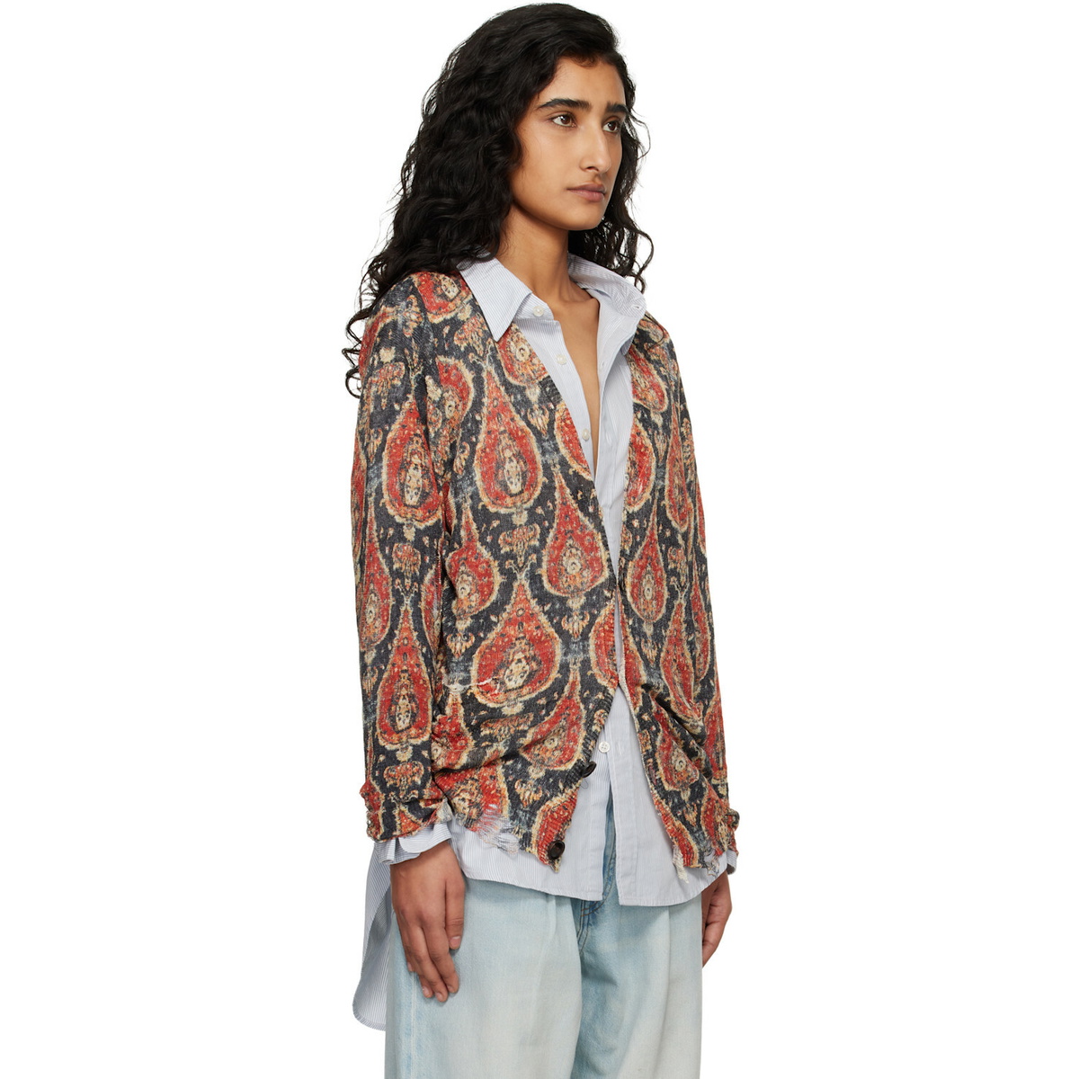 R13 Red Printed Boyfriend Cardigan