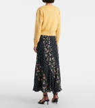 Rixo Gracella paneled midi skirt