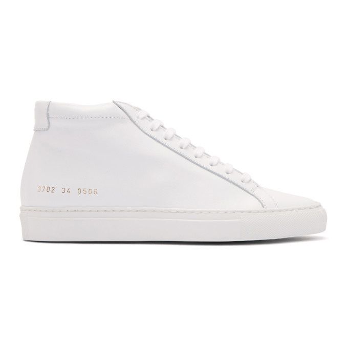 Photo: Woman by Common Projects White Original Achilles Mid Sneakers