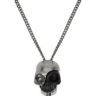 Alexander McQueen Silver and Black Divided Skull Pendant