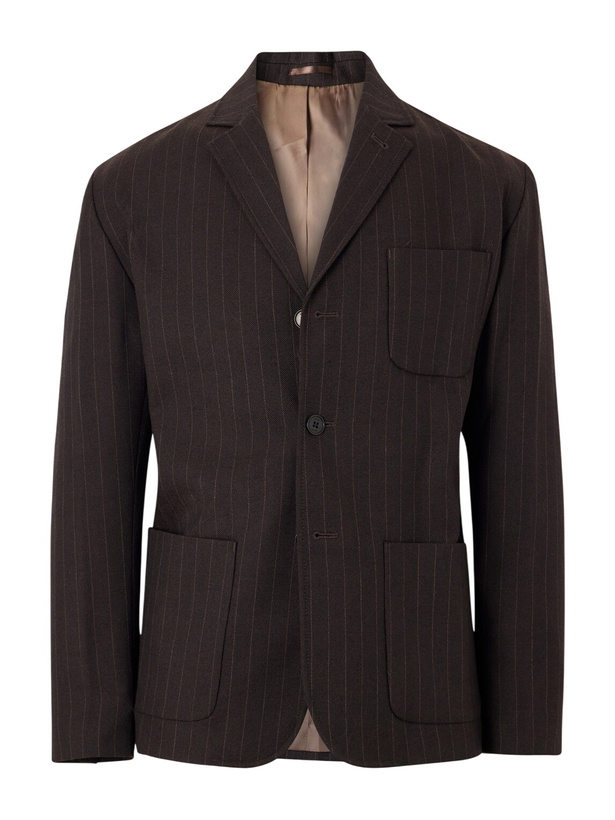 Photo: NN07 - Joe 10078 Pinstriped Wool-Twill Suit Jacket - Brown