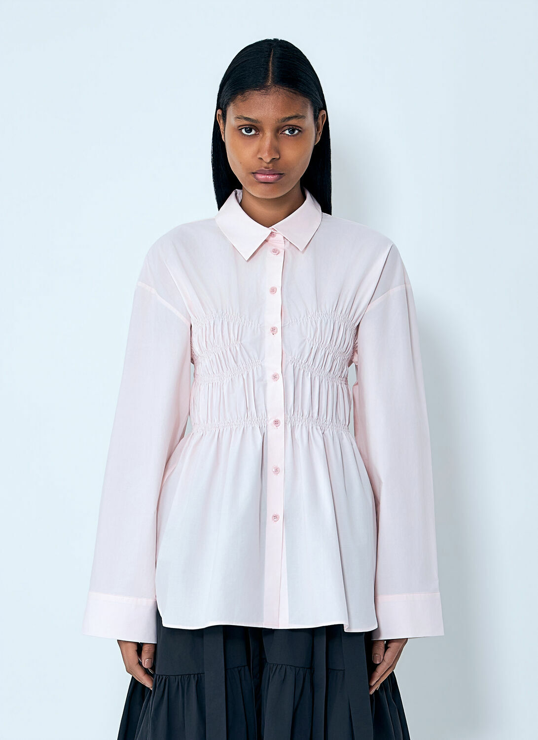 Cecilie Bahnsen Smocked Detail Poplin Shirt