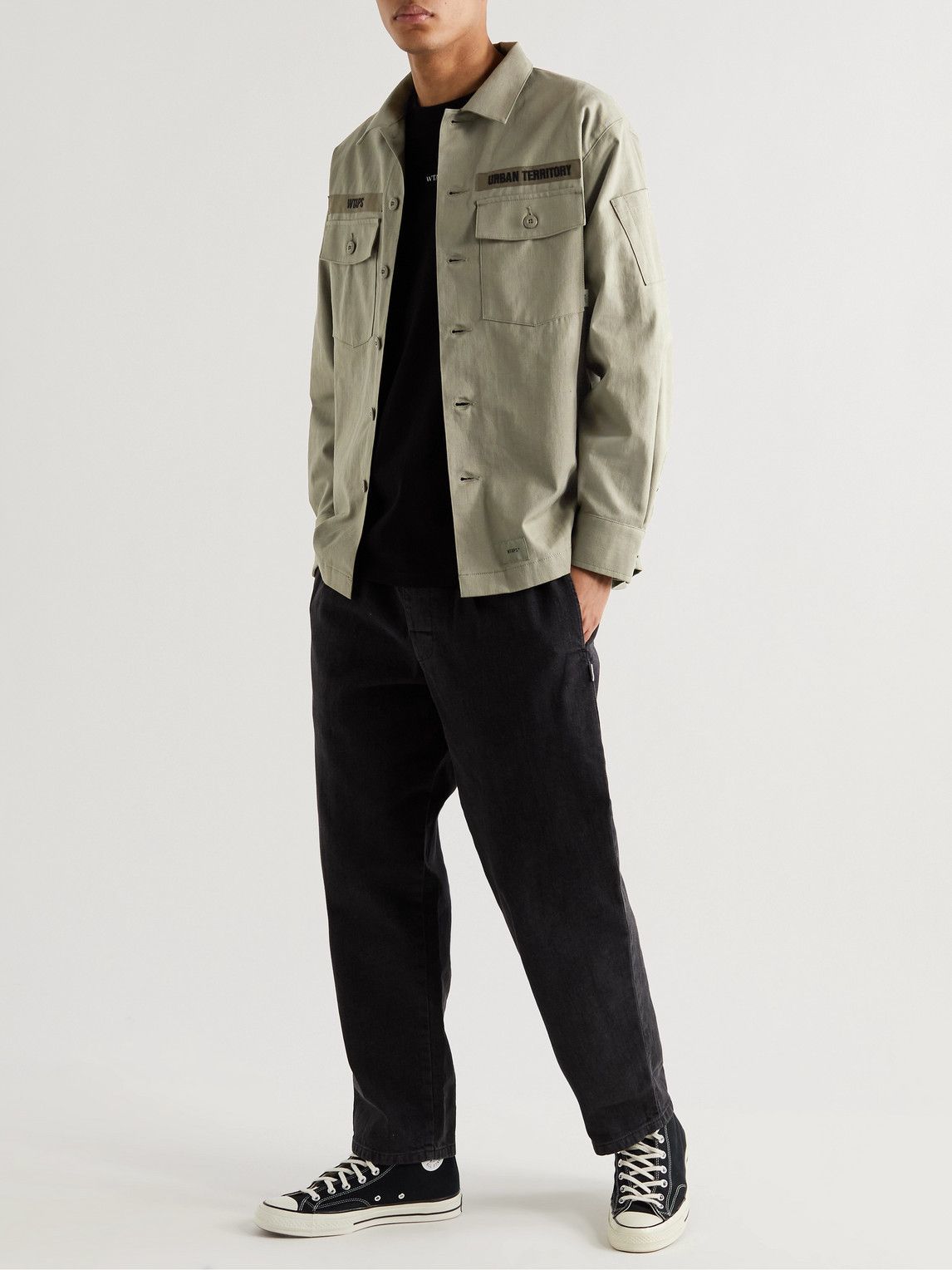 WTAPS - Buds Logo-Appliquéd Cotton-Twill Overshirt - Green WTAPS