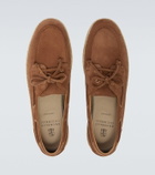 Brunello Cucinelli Jute-trimmed suede boat shoes