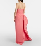 Monique Lhuillier Draped asymmetric silk bustier gown