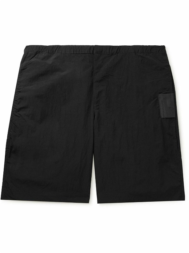 Photo: HAYDENSHAPES - Outline Straight-Leg Logo-Appliquéd Crinkled-Shell Shorts - Black