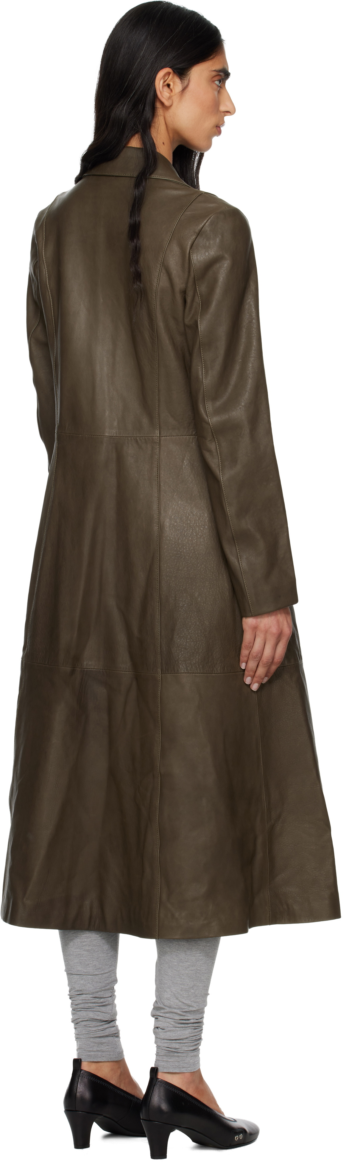 Paloma Wool Khaki Nolan Leather Coat