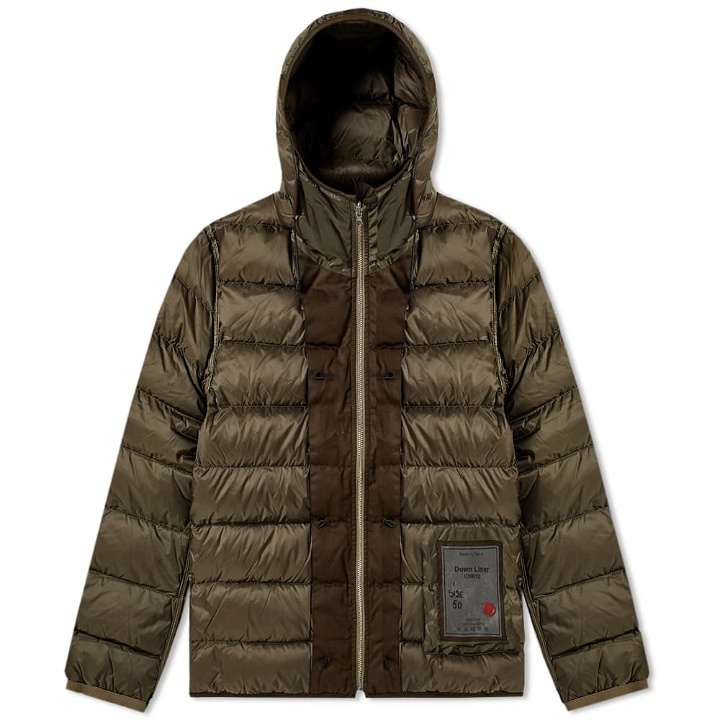 Photo: Ten C Shearling Hooded Down Liner