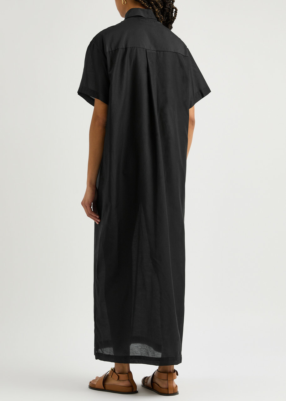 Matteau Cotton and Silk-blend Shirt Dress Black