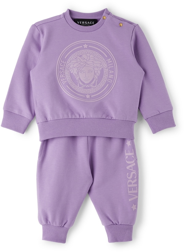 Photo: Versace Baby Purple Medusa & Logo Sweatsuit Set