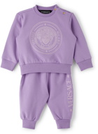 Versace Baby Purple Medusa & Logo Sweatsuit Set