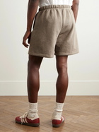 FEAR OF GOD ESSENTIALS - Straight-Leg Logo-Appliquéd Cotton-Blend Jersey Drawstring Shorts - Brown