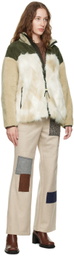 OPEN YY Beige Zip Faux-Fur Sweatshirt